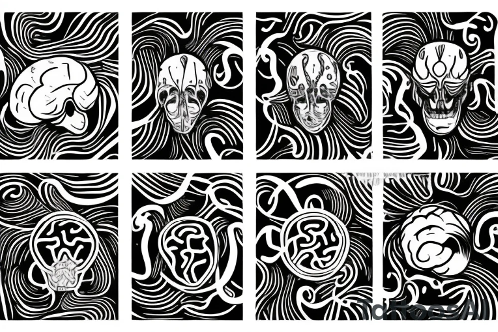 simple outline of a brain in 2 waves tattoo idea