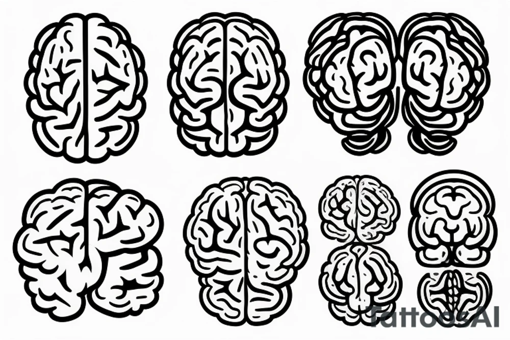 simple outline of a brain in 2 waves tattoo idea