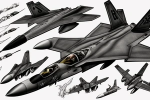 F-22 raptor jet flying through fire and smoke tattoo idea