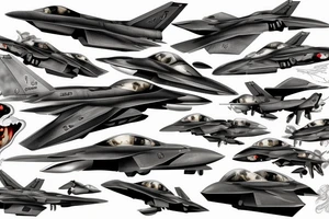 F-22 raptor jet flying through fire and smoke tattoo idea