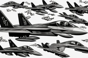 F-22 raptor jet flying through clouds tattoo idea