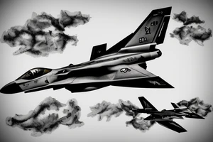 F-22 raptor jet flying through clouds tattoo idea