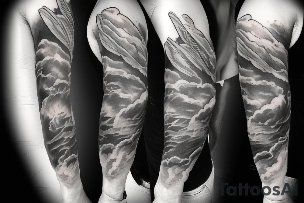 F-22 jet flying through clouds tattoo idea