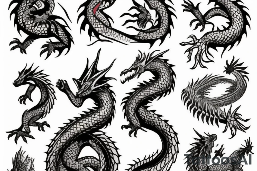 dragon in the mountains tattoo idea