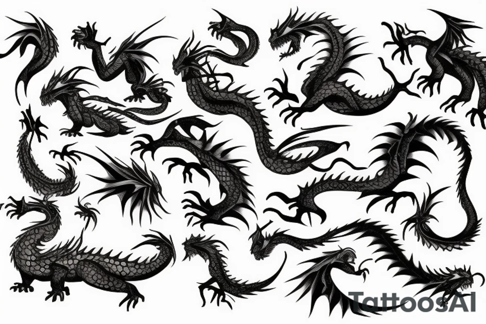 dragon in the mountains tattoo idea