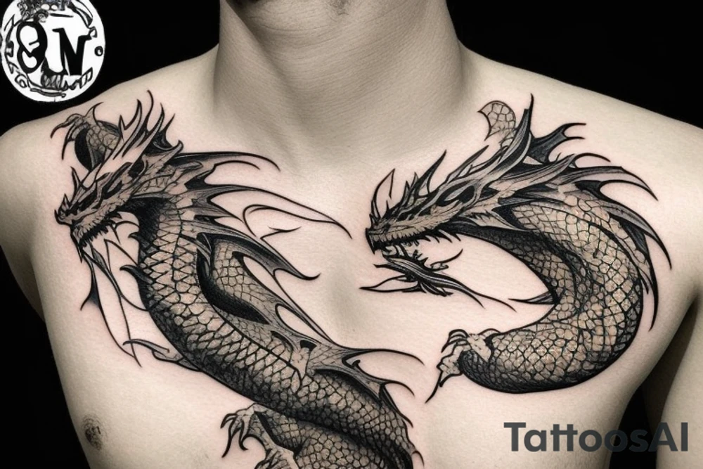 dragon in the mountains tattoo idea