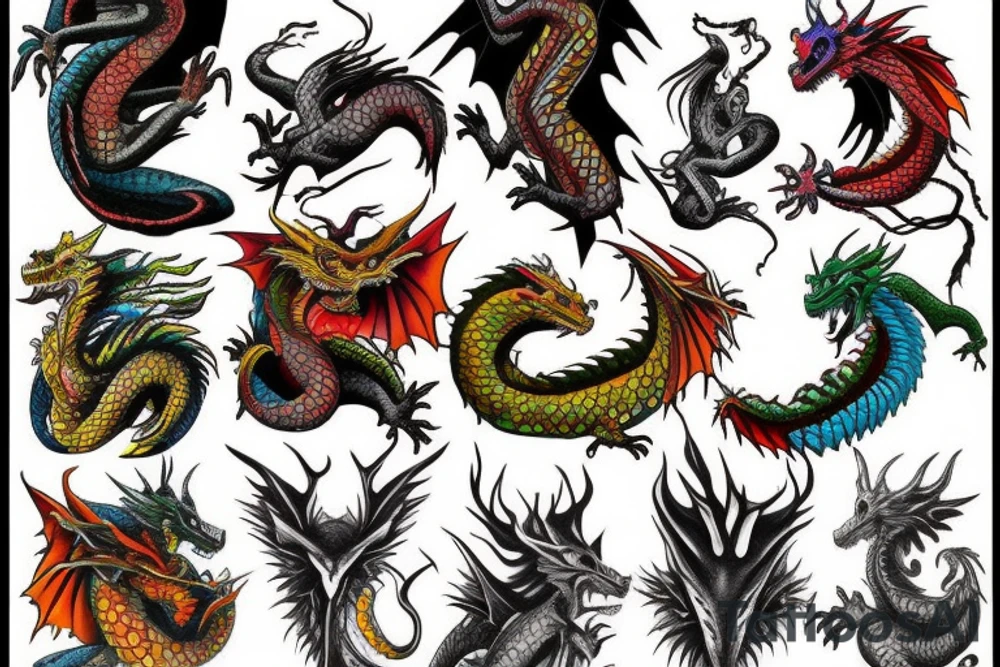 dragon in the mountains tattoo idea