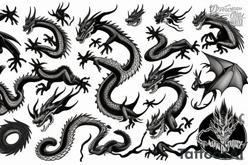 dragon in the mountains tattoo idea