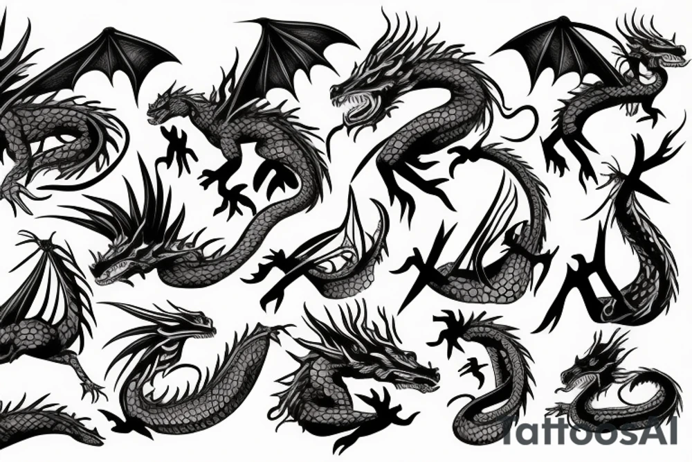 dragon in the mountains tattoo idea