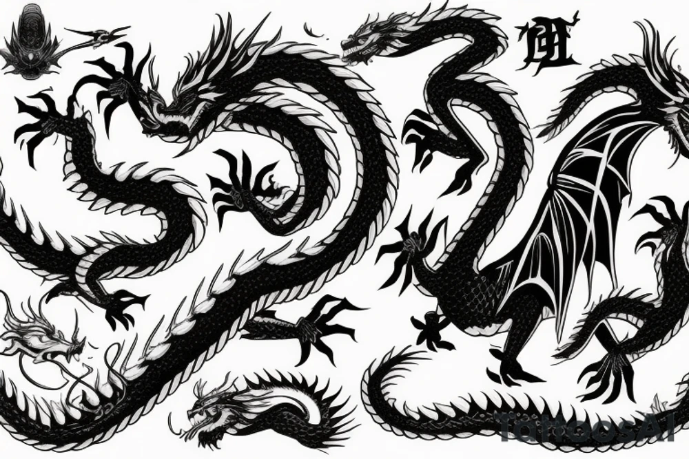 dragon in the mountains tattoo idea