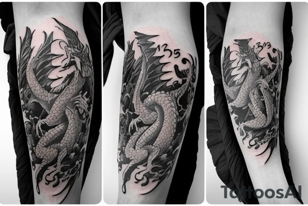 dragon and flowers tattoo idea