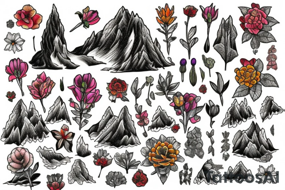 mountain flowers tattoo idea