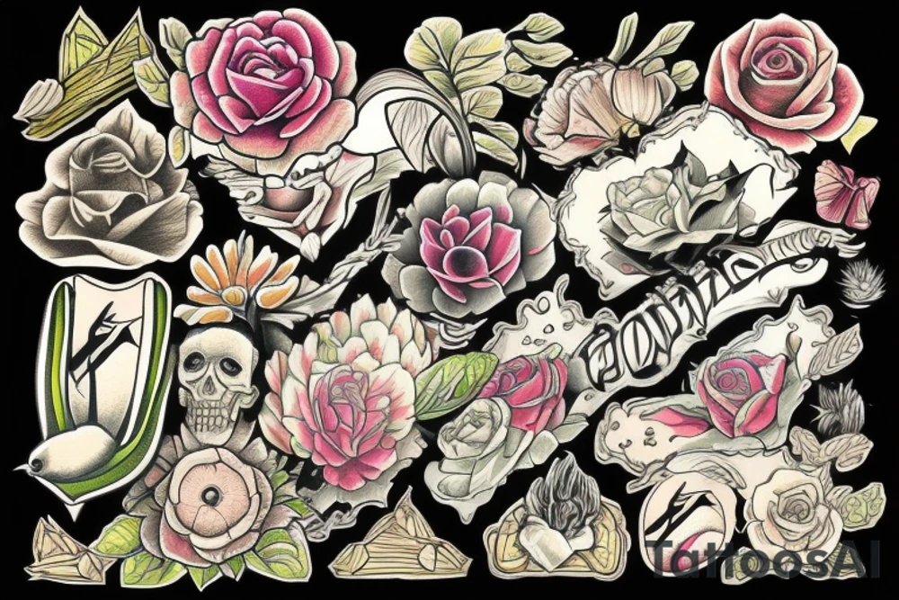 mountain flowers tattoo idea