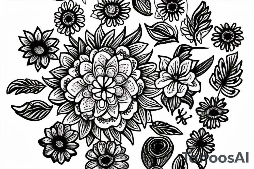 small flower tattoo in boho style tattoo idea