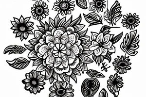 small flower tattoo in boho style tattoo idea