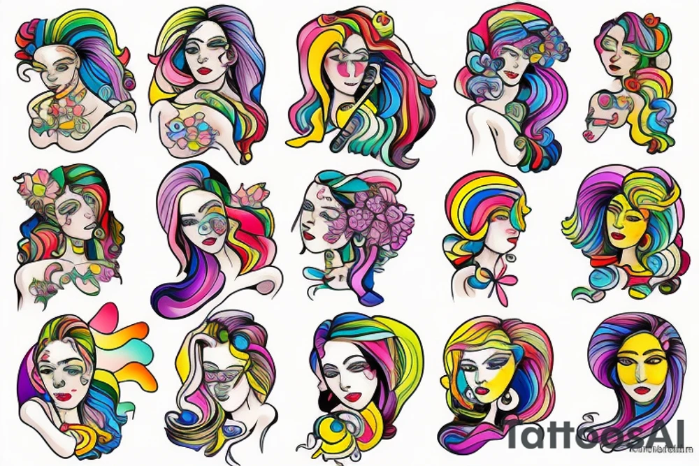 Rainbow lady tattoo idea