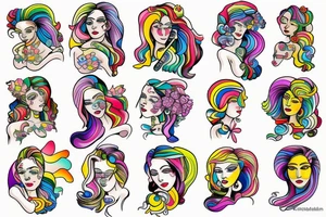 Rainbow lady tattoo idea
