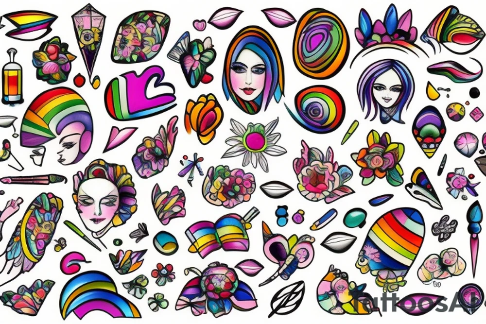 Rainbow lady tattoo idea