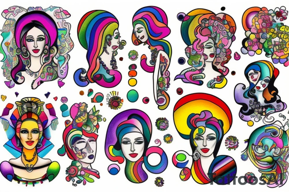 Rainbow lady tattoo idea