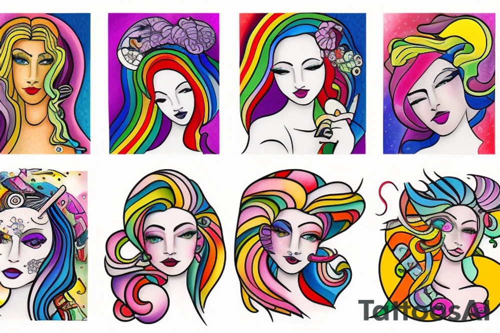 Rainbow lady tattoo idea