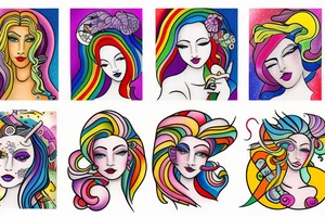 Rainbow lady tattoo idea