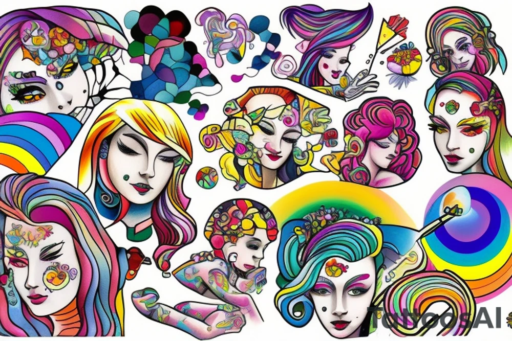 Rainbow lady tattoo idea