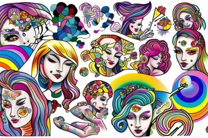 Rainbow lady tattoo idea