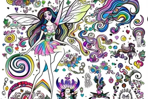 Rainbow fairy lady magical Forrest fairy tattoo idea