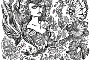 Rainbow fairy lady magical Forrest fairy tattoo idea