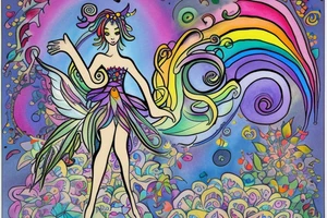 Rainbow fairy lady magical Forrest fairy tattoo idea