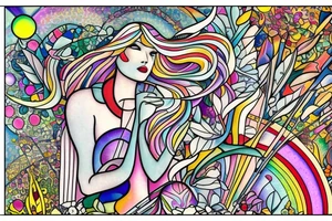Forrest fairy rainbow lady stained glass tattoo idea