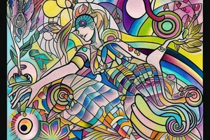 Forrest fairy rainbow lady stained glass tattoo idea