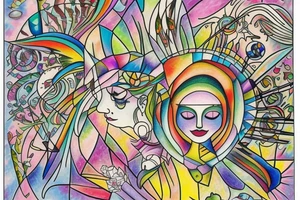 Forrest fairy rainbow lady stained glass tattoo idea
