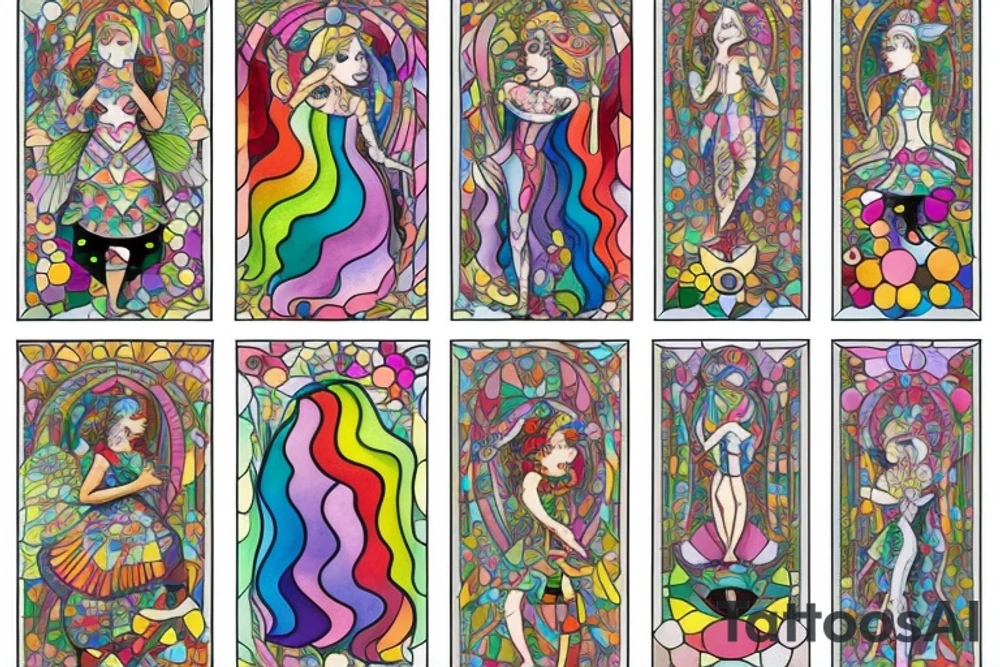 Forrest fairy rainbow lady stained glass tattoo idea