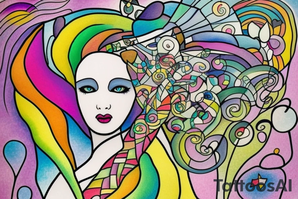 Forrest fairy rainbow lady stained glass tattoo idea