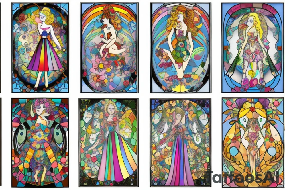 Forrest fairy rainbow lady stained glass tattoo idea