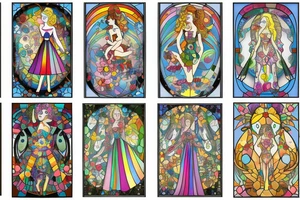 Forrest fairy rainbow lady stained glass tattoo idea