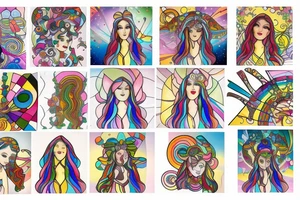 Forrest fairy rainbow lady stained glass tattoo idea