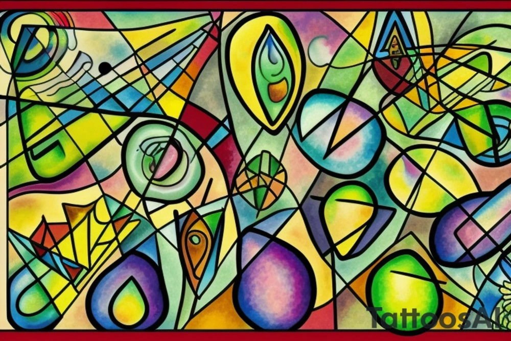 Stained glass avocado lightning tattoo idea