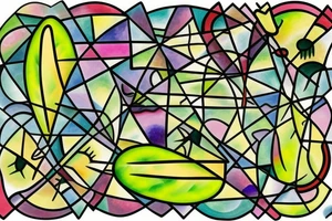 Stained glass avocado lightning tattoo idea