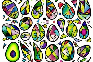 Stained glass avocado lightning tattoo idea