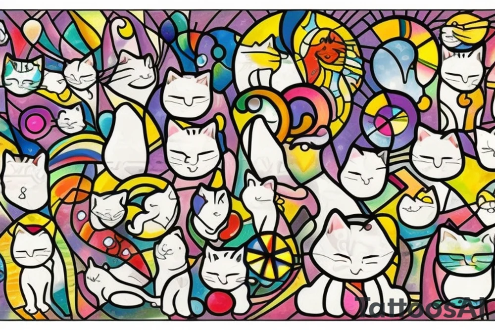 Stained glass cat tattoo idea