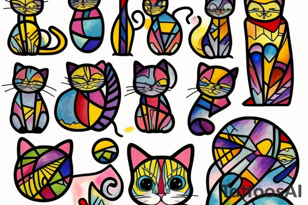 Stained glass cat tattoo idea