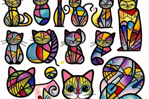 Stained glass cat tattoo idea