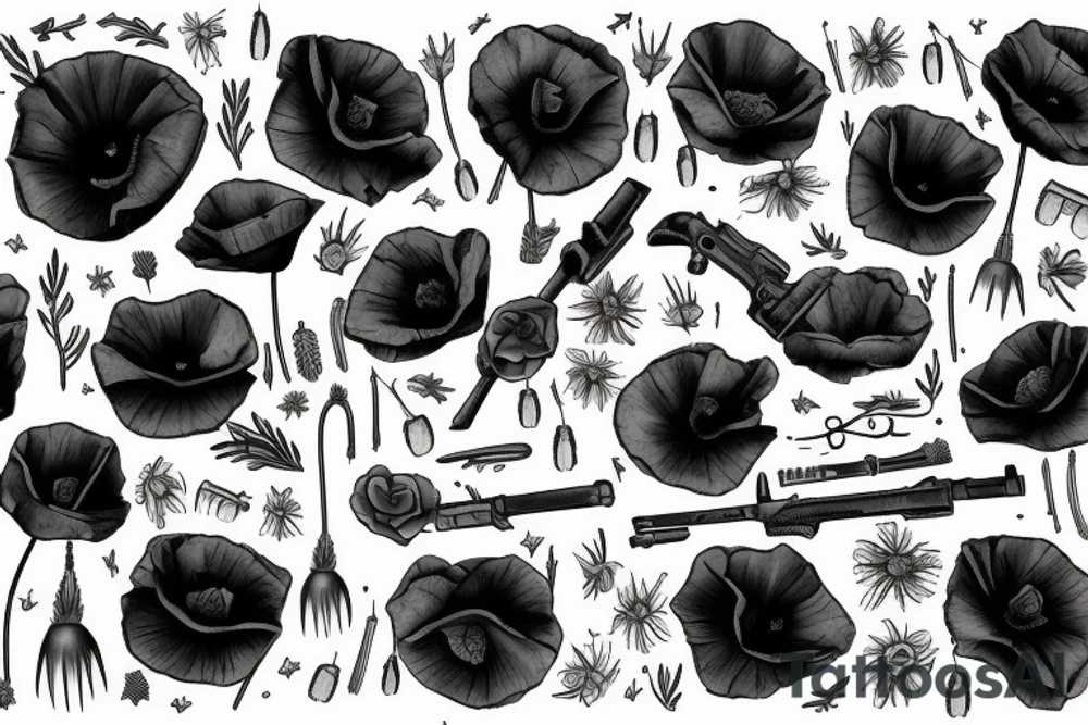 Fallen Soldier Battlefield Cross, red poppies tattoo idea