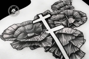 Fallen Soldier Battlefield Cross, red poppies tattoo idea