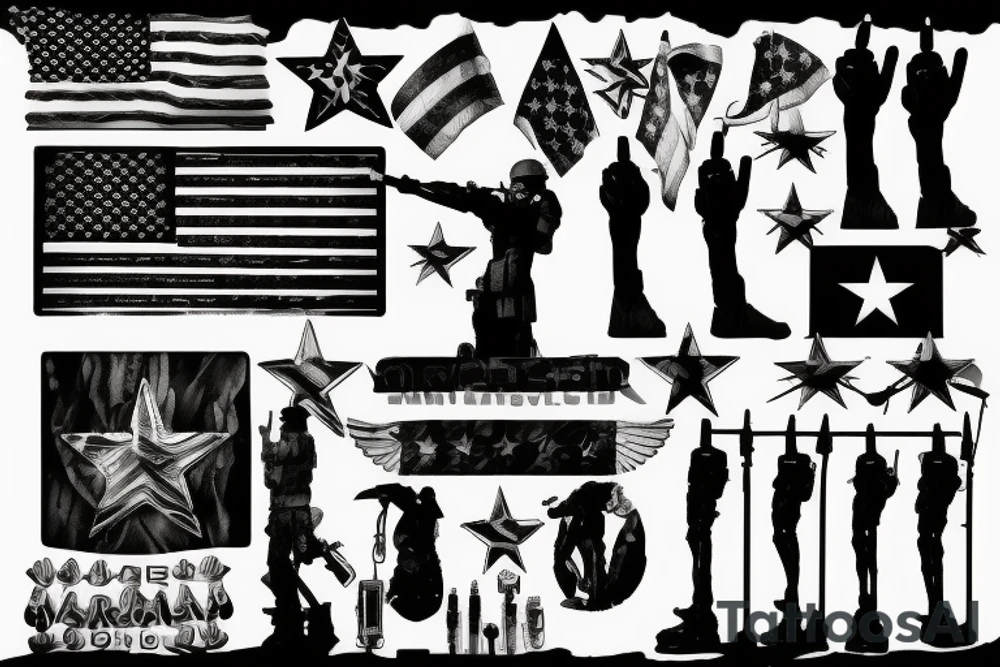 American soldier memorial arm sleve tattoo idea