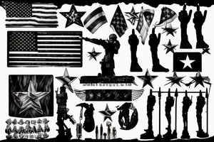 American soldier memorial arm sleve tattoo idea