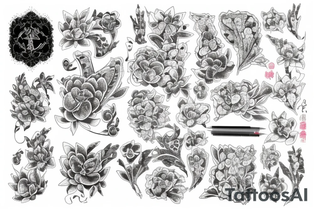 lily's and lace tattoo idea
