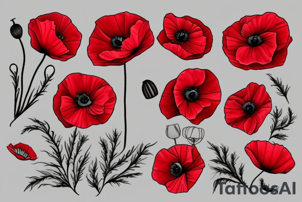 red poppy remembrance tattoo idea